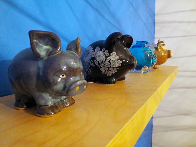 Floating Shelf with Pigs