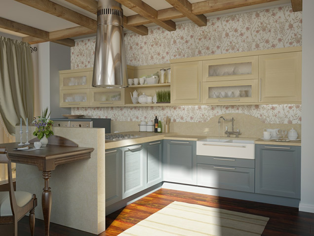 Kitchen with Wallpaper