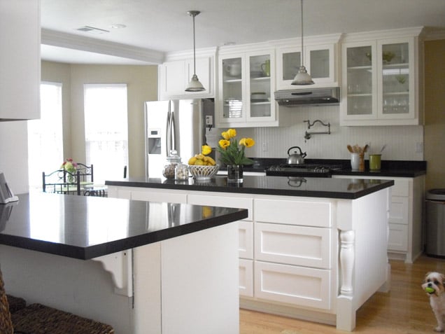 White Kitchen With Glass Front Cabinets