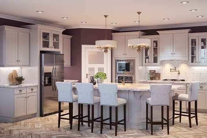 Shaker Light Gray kitchen cabinets in a finished kitchen